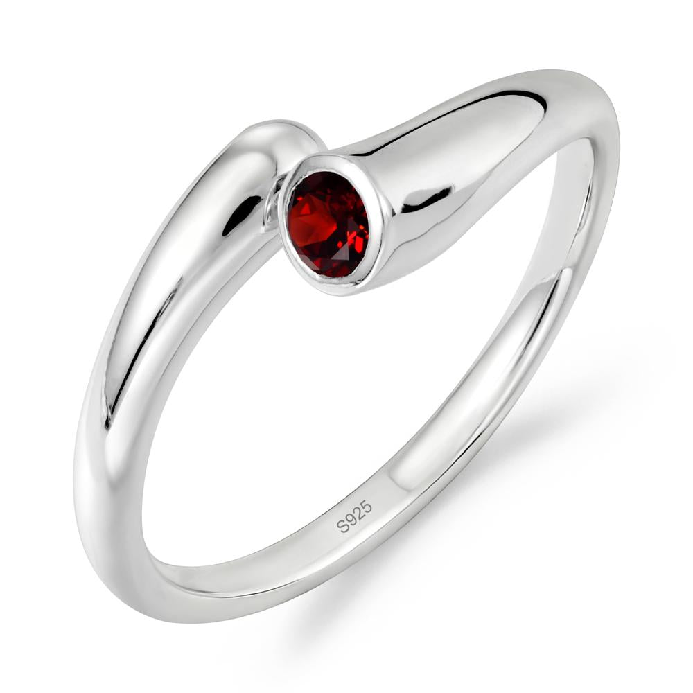 Simple Bypass Garnet Ring - LUO Jewelry #metal_sterling silver