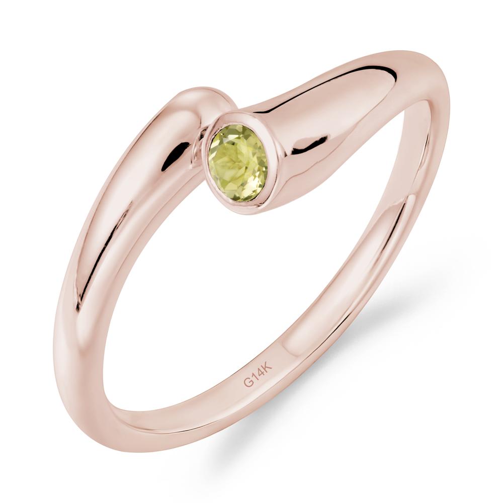 Minimalist Bypass Lemon Quartz Ring - LUO Jewelry #metal_14k rose gold