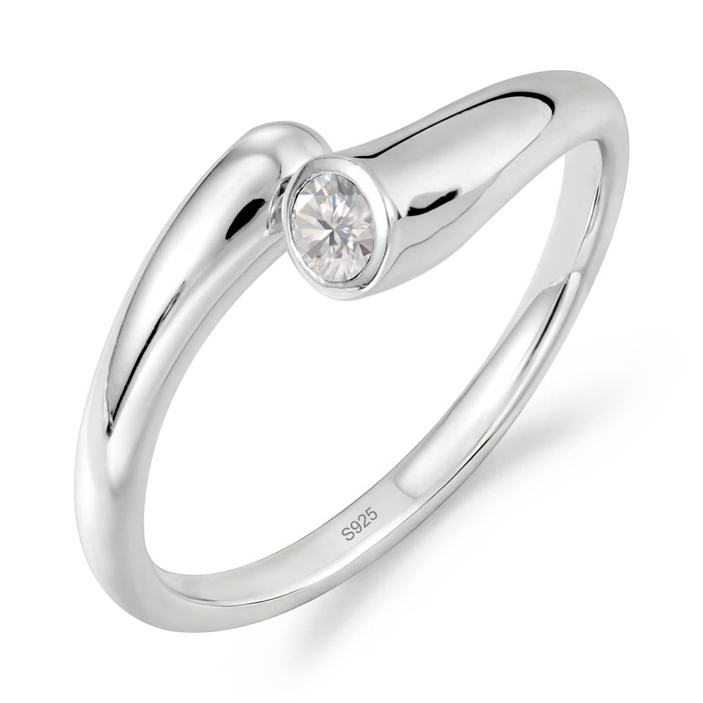 Simple Bypass Moissanite Ring - LUO Jewelry #metal_sterling silver