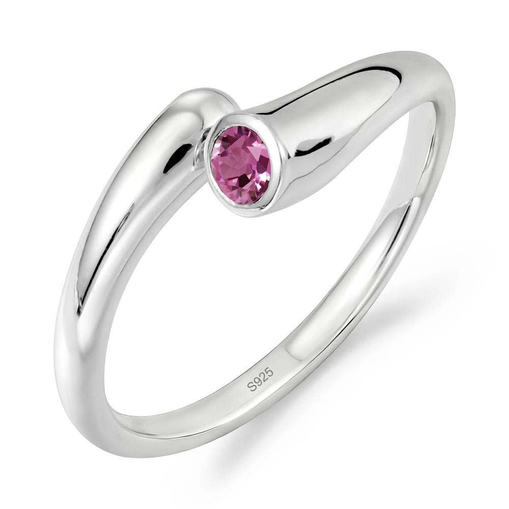 Simple Bypass Pink Sapphire Ring - LUO Jewelry #metal_sterling silver