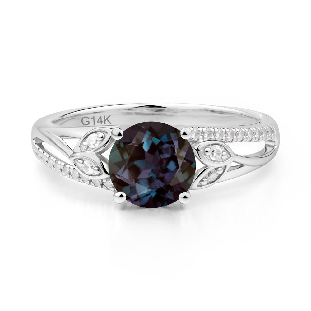 Leaf Inspired Alexandrite Engagement Ring - LUO Jewelry #metal_14k white gold