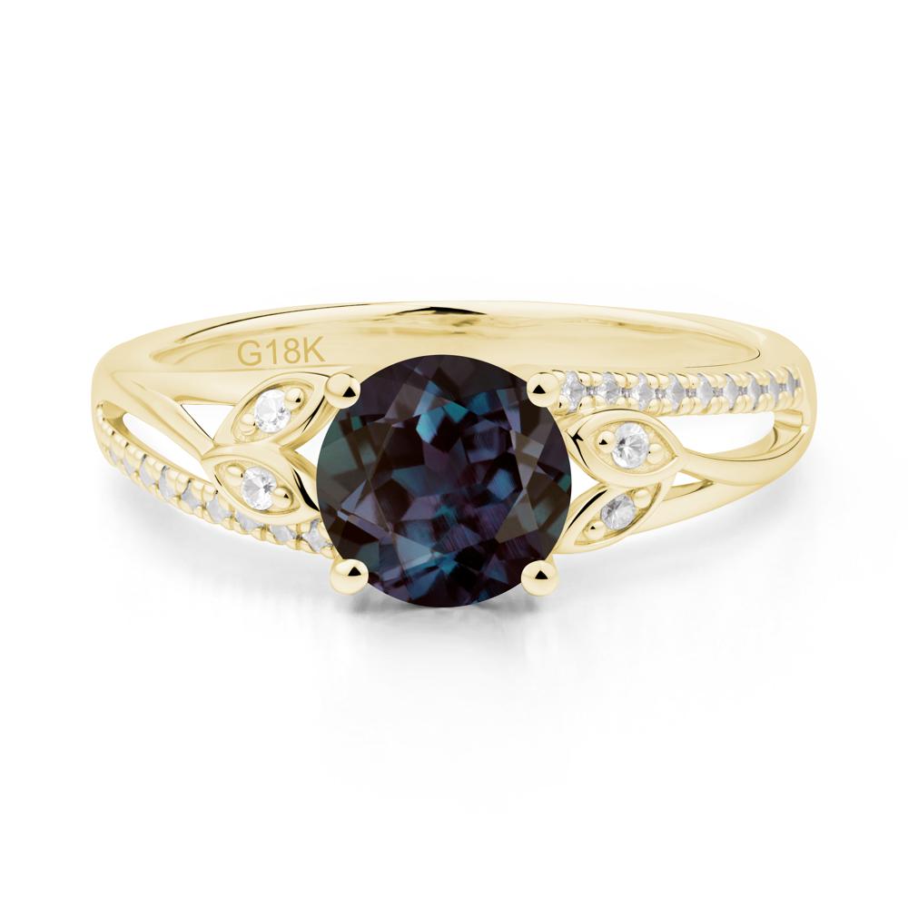Leaf Inspired Alexandrite Engagement Ring - LUO Jewelry #metal_18k yellow gold
