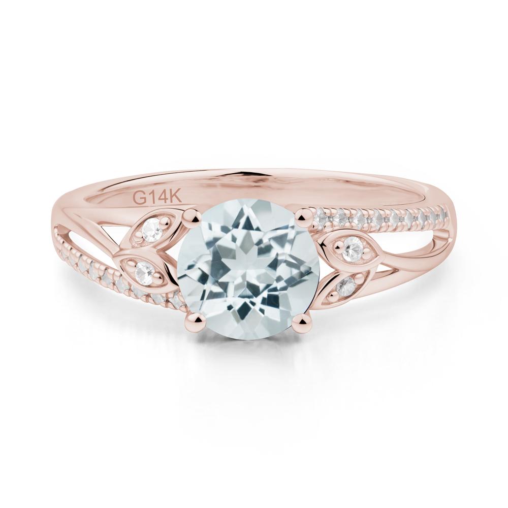 Leaf Inspired Aquamarine Engagement Ring - LUO Jewelry #metal_14k rose gold