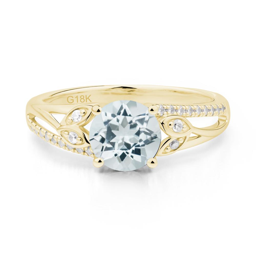 Leaf Inspired Aquamarine Engagement Ring - LUO Jewelry #metal_18k yellow gold