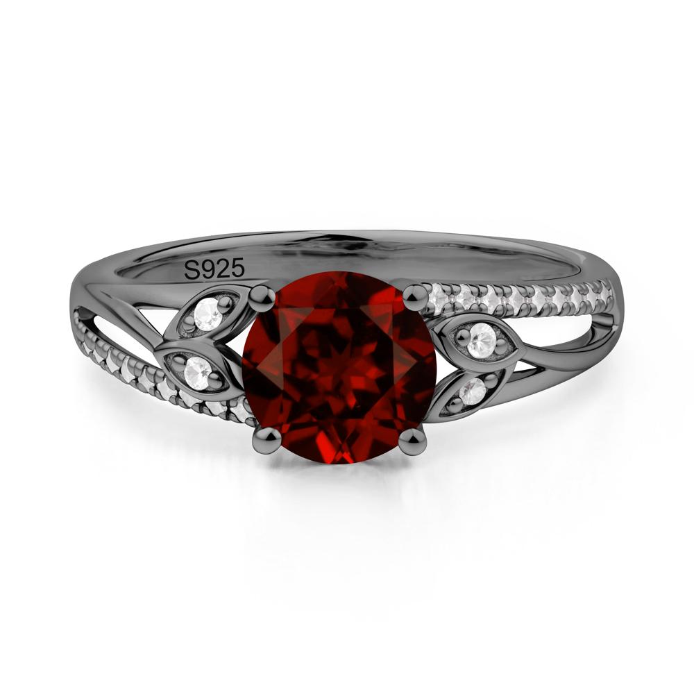 Leaf Inspired Garnet Engagement Ring - LUO Jewelry #metal_black finish sterling silver