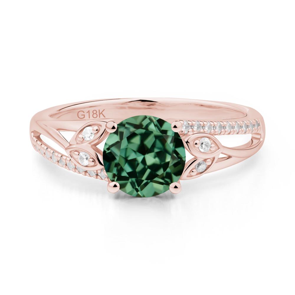 Leaf Inspired Green Sapphire Engagement Ring - LUO Jewelry #metal_18k rose gold