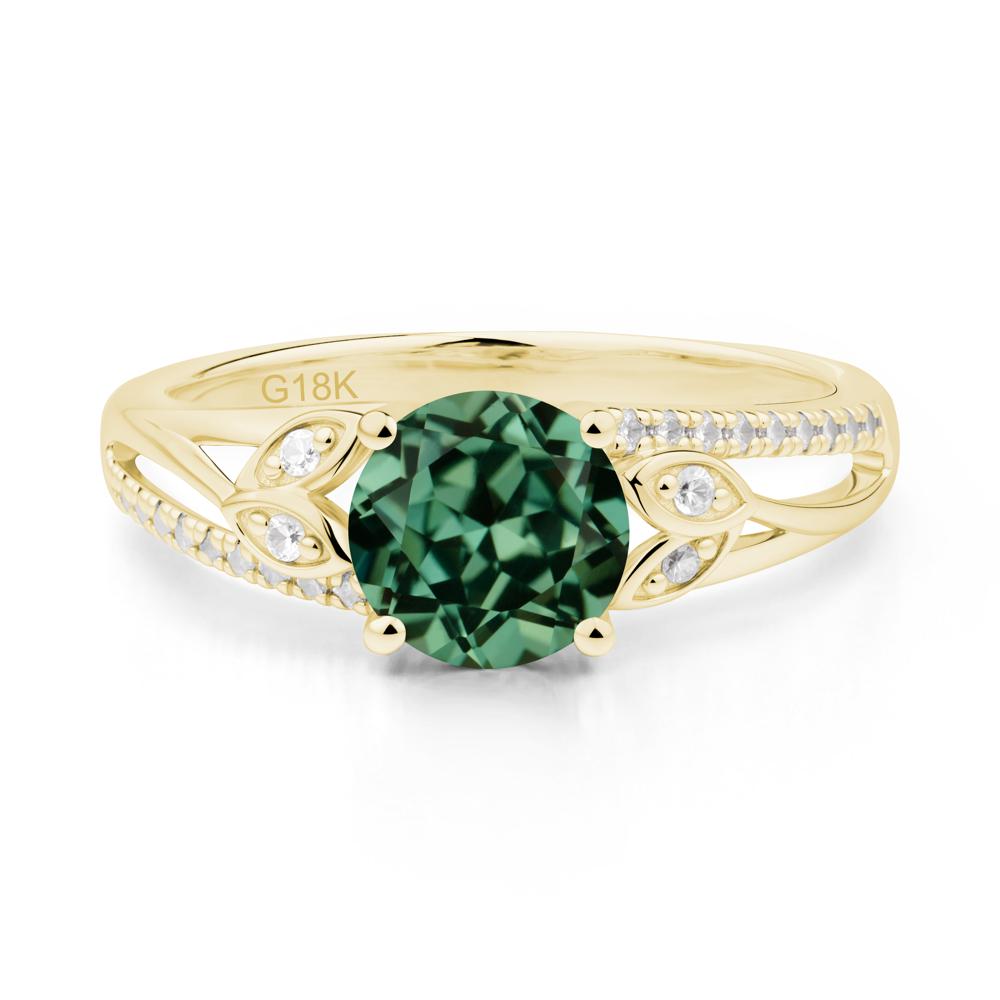 Leaf Inspired Green Sapphire Engagement Ring - LUO Jewelry #metal_18k yellow gold