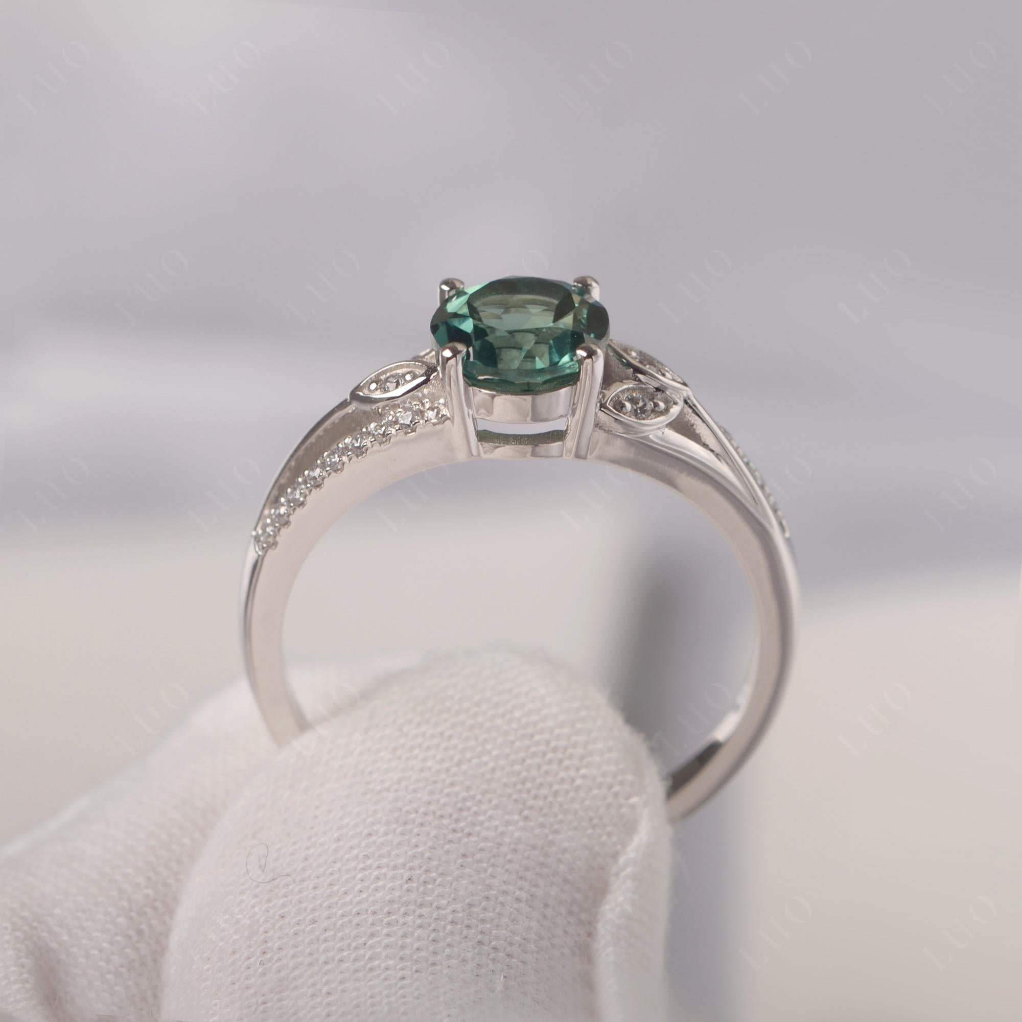 Leaf Inspired Green Sapphire Engagement Ring - LUO Jewelry 