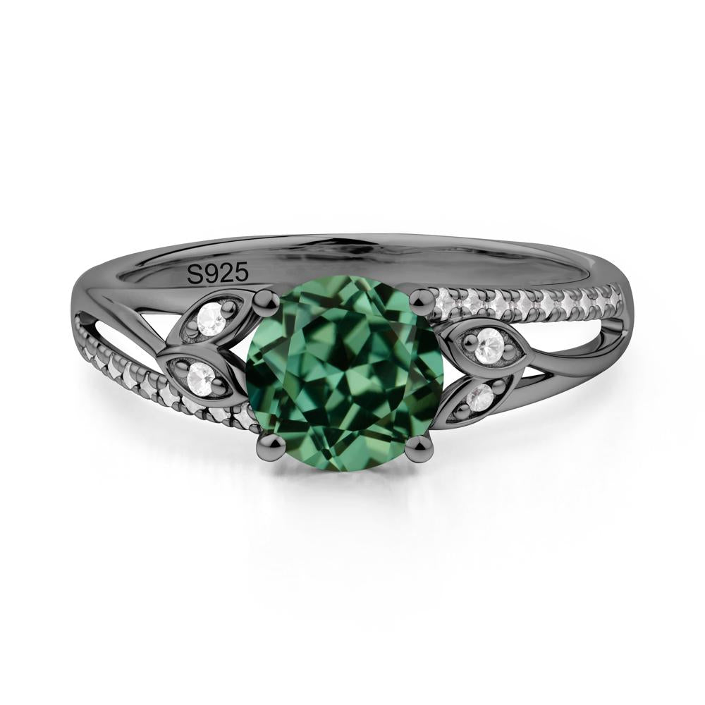 Leaf Inspired Green Sapphire Engagement Ring - LUO Jewelry #metal_black finish sterling silver