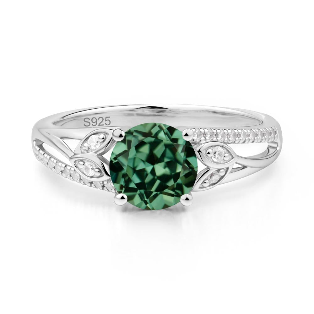 Leaf Inspired Green Sapphire Engagement Ring - LUO Jewelry #metal_sterling silver