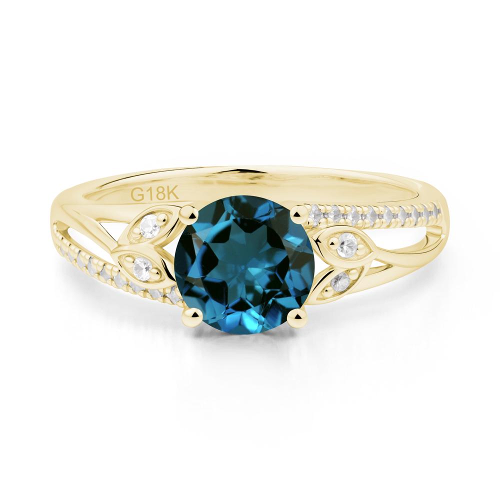 Leaf Inspired London Blue Topaz Engagement Ring - LUO Jewelry #metal_18k yellow gold