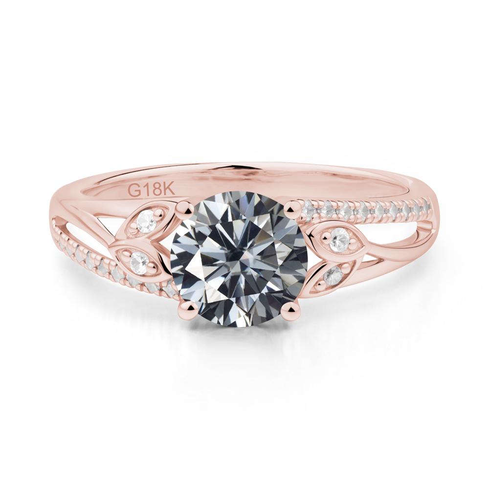 Leaf Inspired Grey Moissanite Engagement Ring - LUO Jewelry #metal_18k rose gold