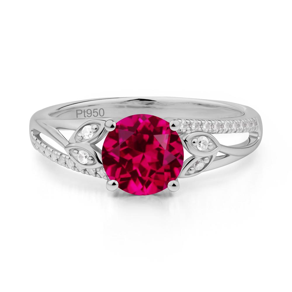 Leaf Inspired Ruby Engagement Ring - LUO Jewelry #metal_platinum