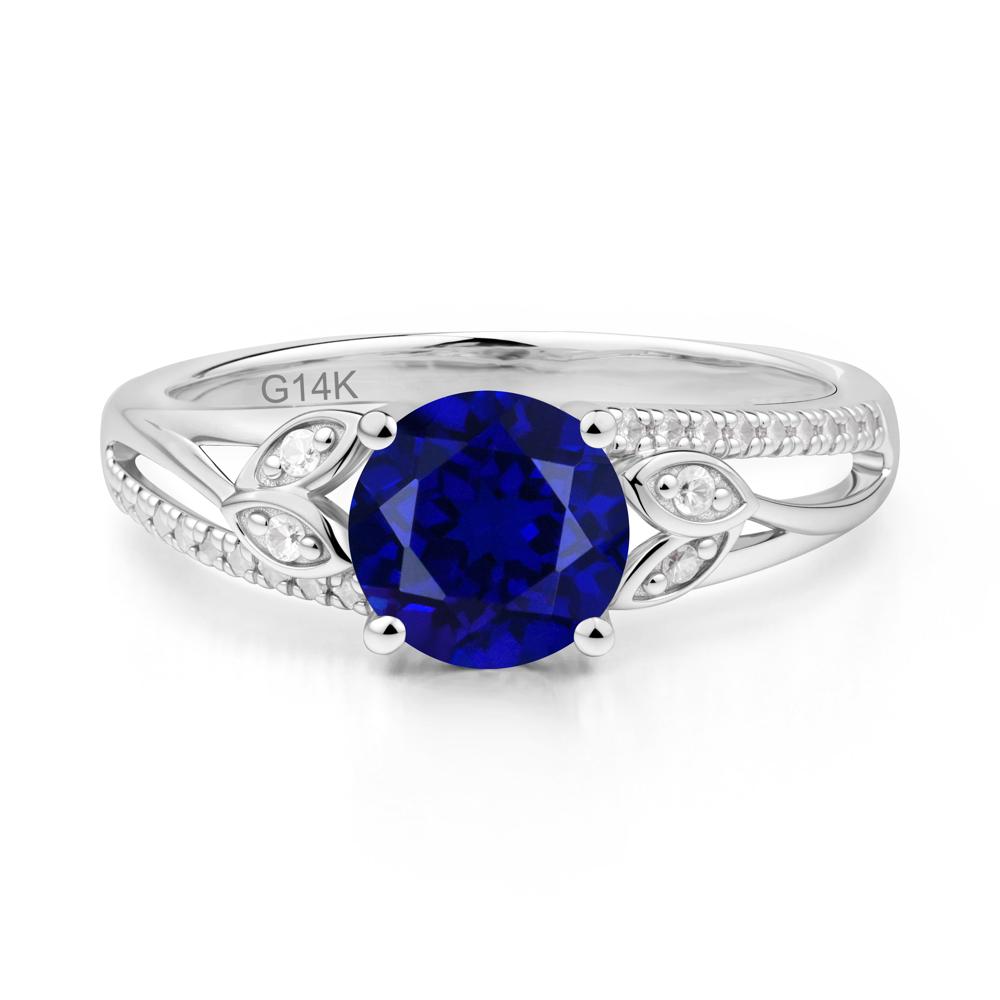 Leaf Inspired Sapphire Engagement Ring - LUO Jewelry #metal_14k white gold