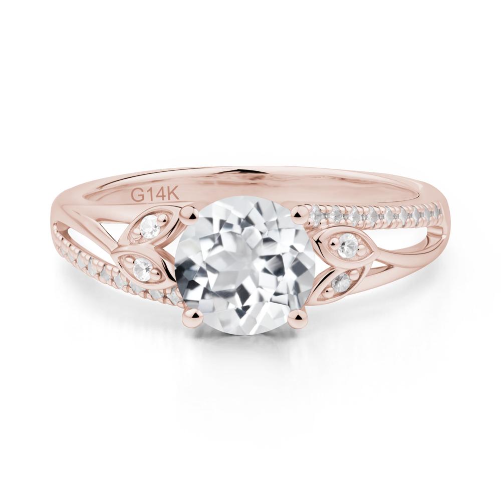 Leaf Inspired White Topaz Engagement Ring - LUO Jewelry #metal_14k rose gold