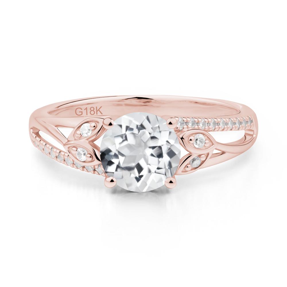 Leaf Inspired White Topaz Engagement Ring - LUO Jewelry #metal_18k rose gold