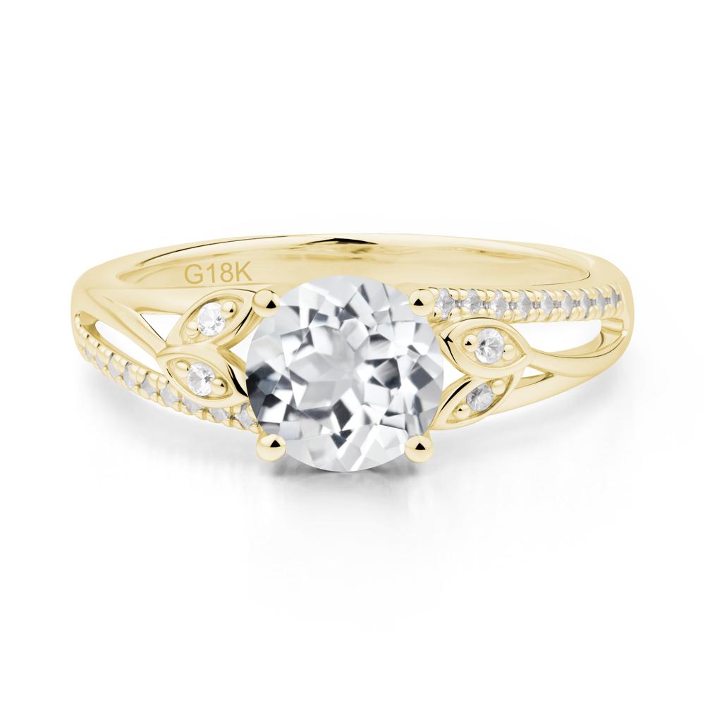 Leaf Inspired White Topaz Engagement Ring - LUO Jewelry #metal_18k yellow gold