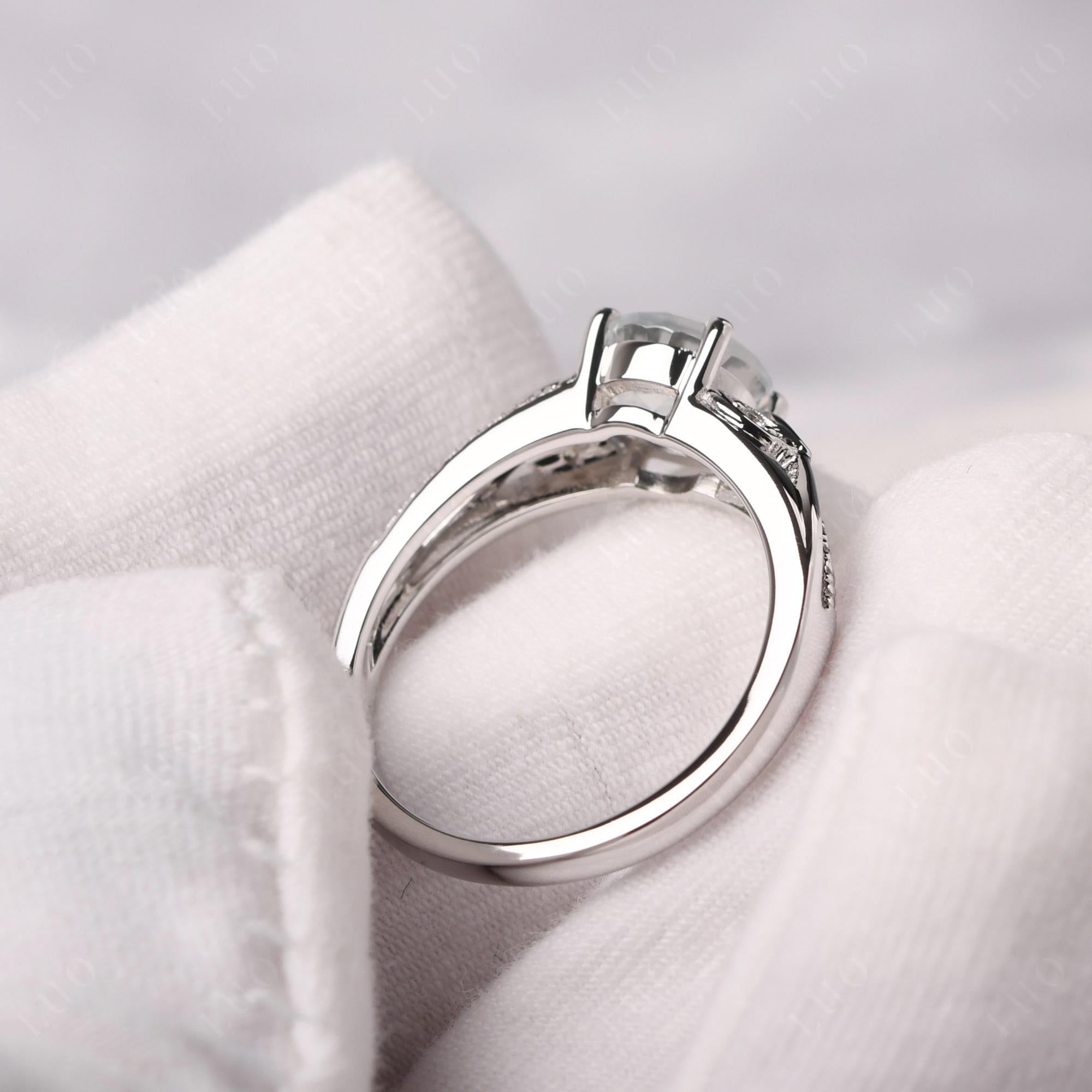 Leaf Inspired White Topaz Engagement Ring - LUO Jewelry 
