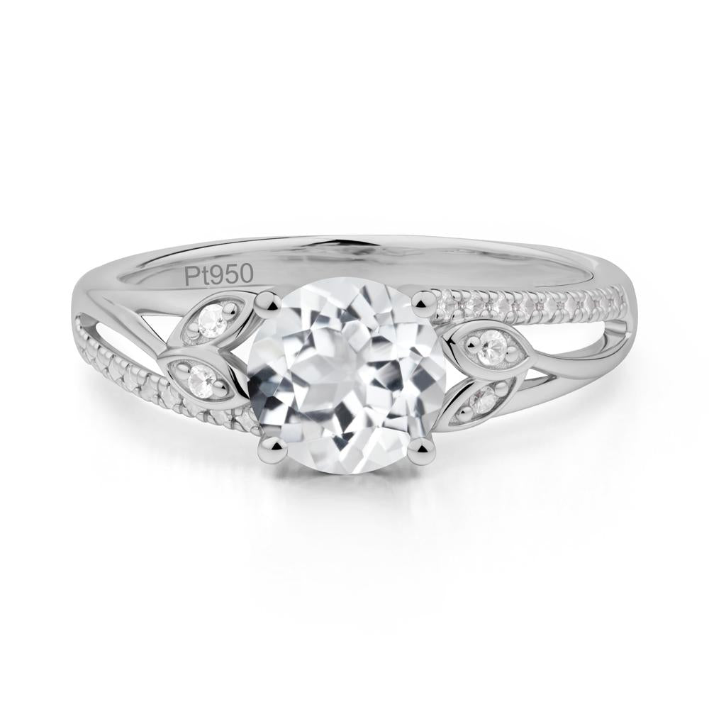 Leaf Inspired White Topaz Engagement Ring - LUO Jewelry #metal_platinum