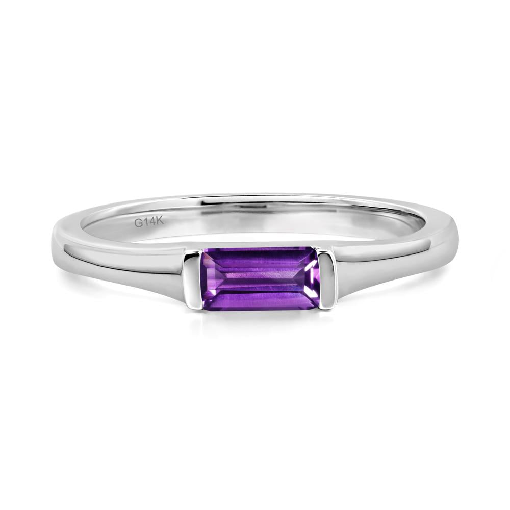 Amethyst Baguette Ring - LUO Jewelry #metal_14k white gold