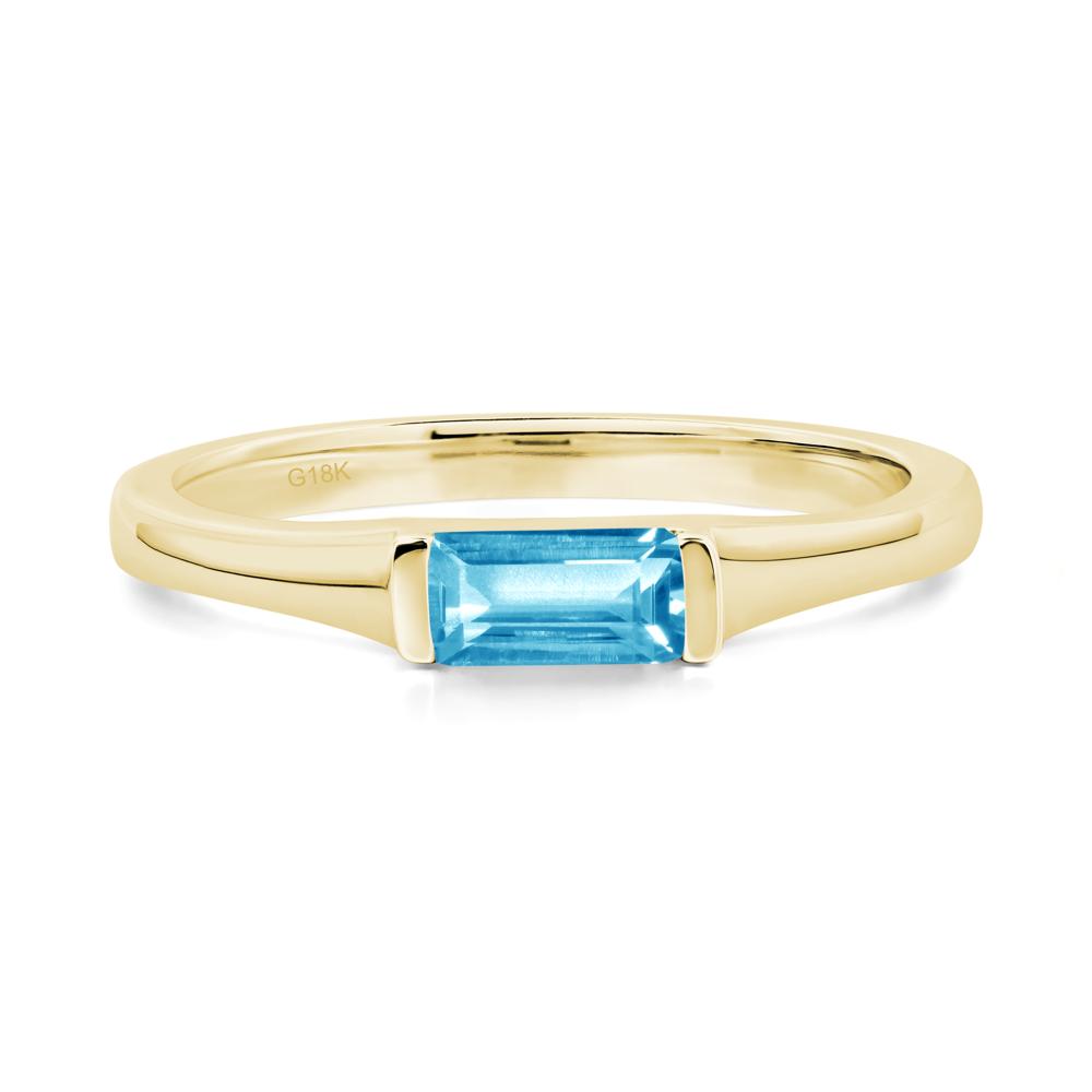 Swiss Blue Topaz Baguette Ring - LUO Jewelry #metal_18k yellow gold