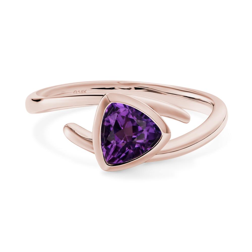 Bezel Set Amethyst Ring - LUO Jewelry #metal_14k rose gold