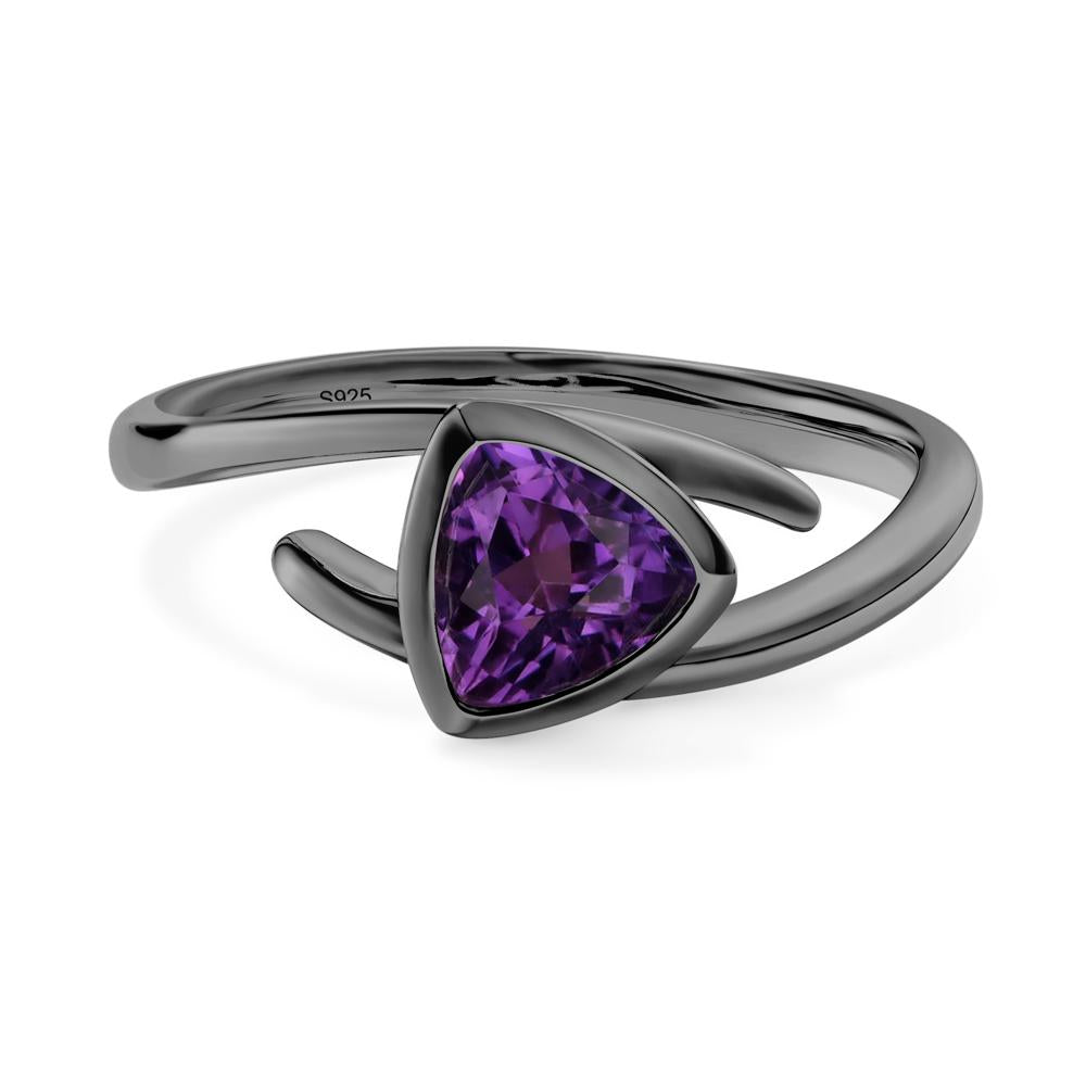 Bezel Set Amethyst Ring - LUO Jewelry #metal_black finish sterling silver