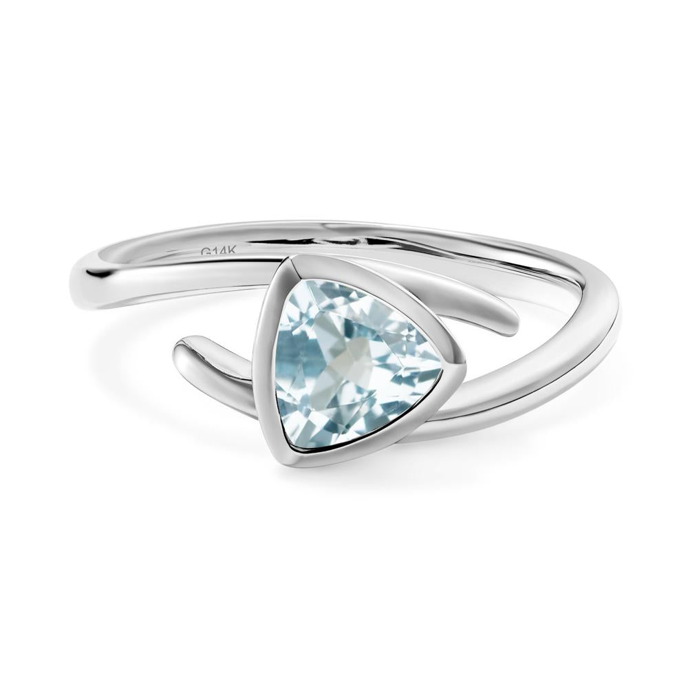 Bezel Set Aquamarine Ring - LUO Jewelry #metal_14k white gold