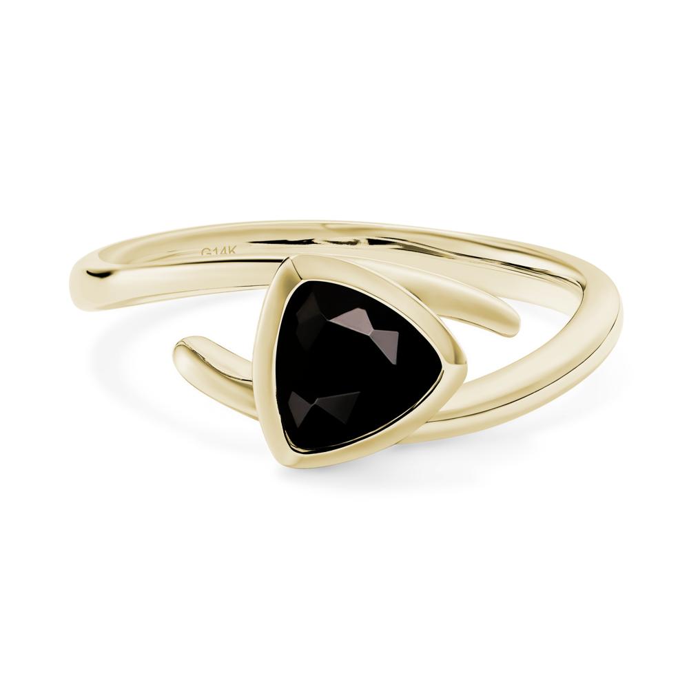 Bezel Set Black Spinel Ring - LUO Jewelry #metal_14k yellow gold