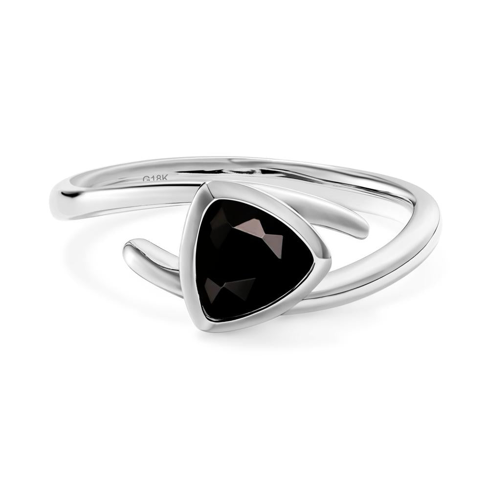Bezel Set Black Spinel Ring - LUO Jewelry #metal_18k white gold