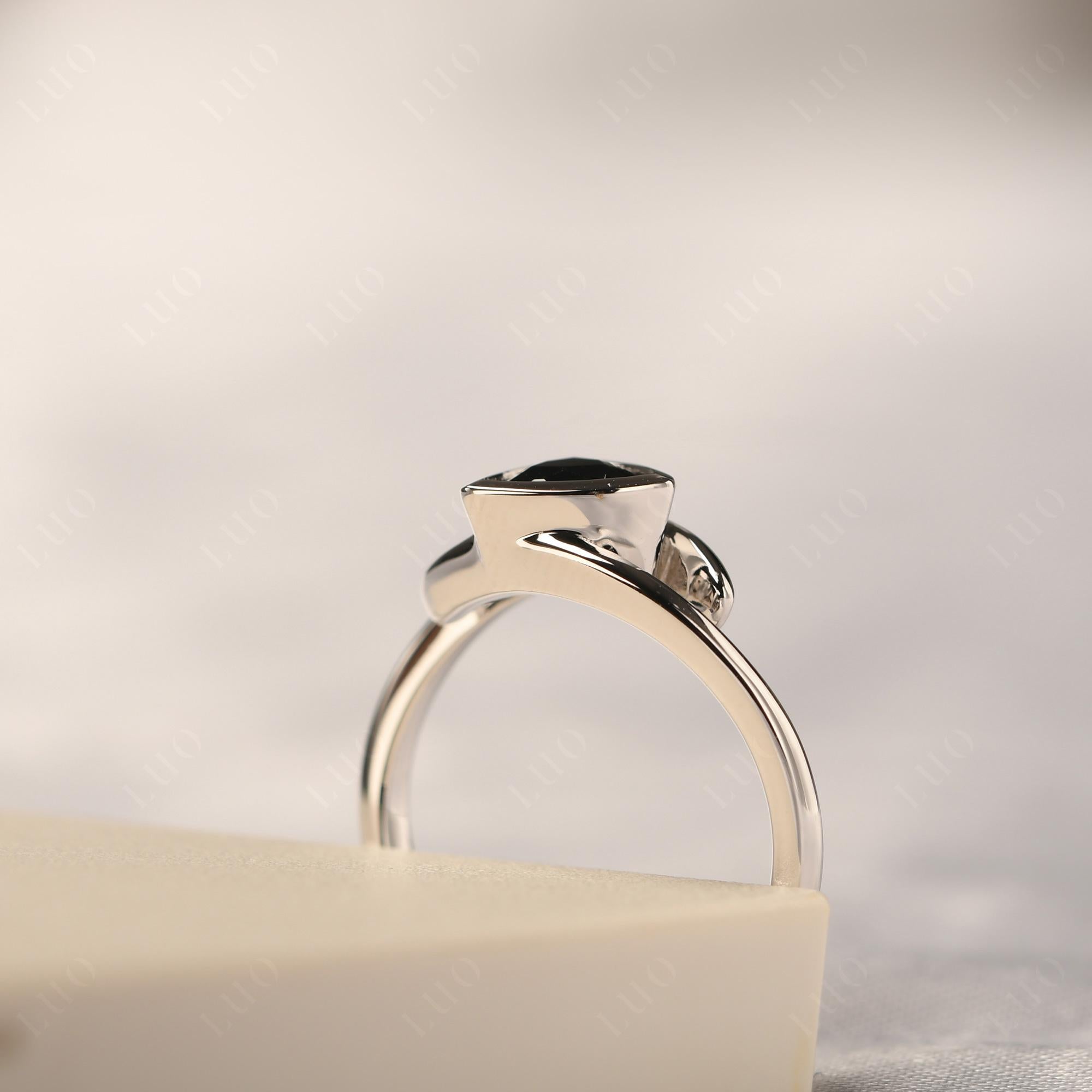 Bezel Set Black Spinel Ring - LUO Jewelry 