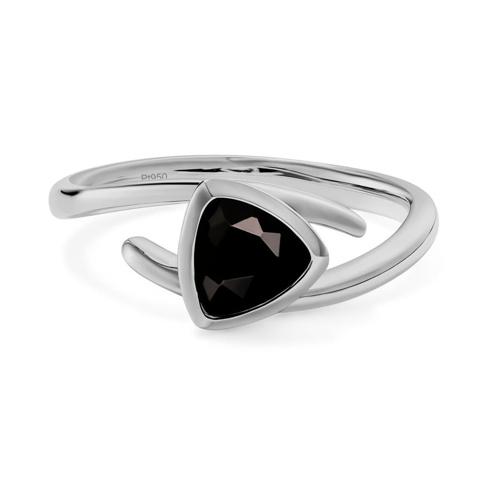 Bezel Set Black Spinel Ring - LUO Jewelry #metal_platinum