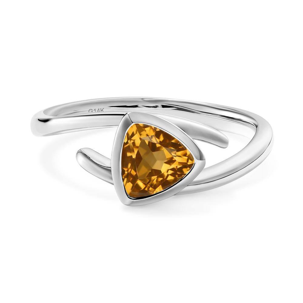 Bezel Set Citrine Ring - LUO Jewelry #metal_14k white gold