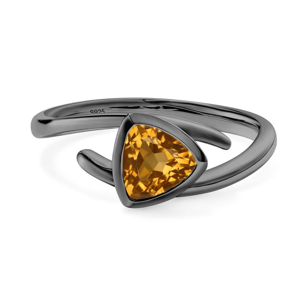 Bezel Set Citrine Ring - LUO Jewelry #metal_black finish sterling silver