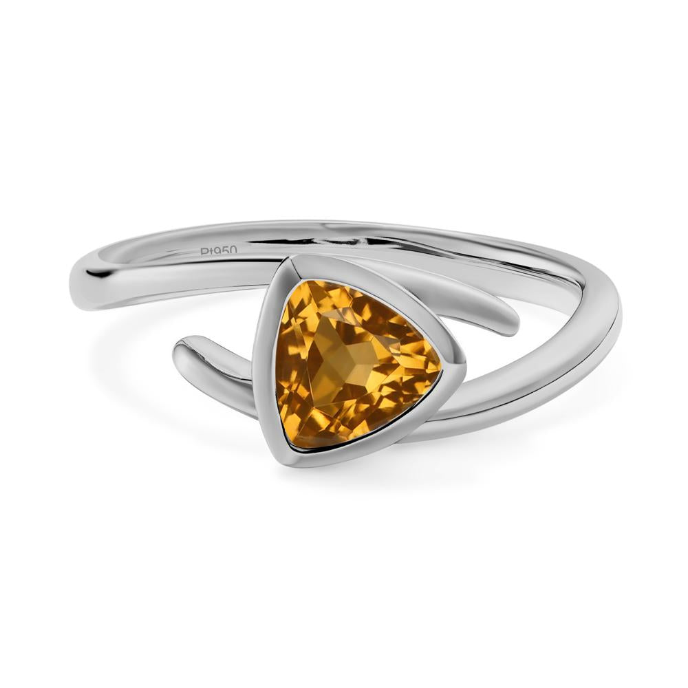 Bezel Set Citrine Ring - LUO Jewelry #metal_platinum