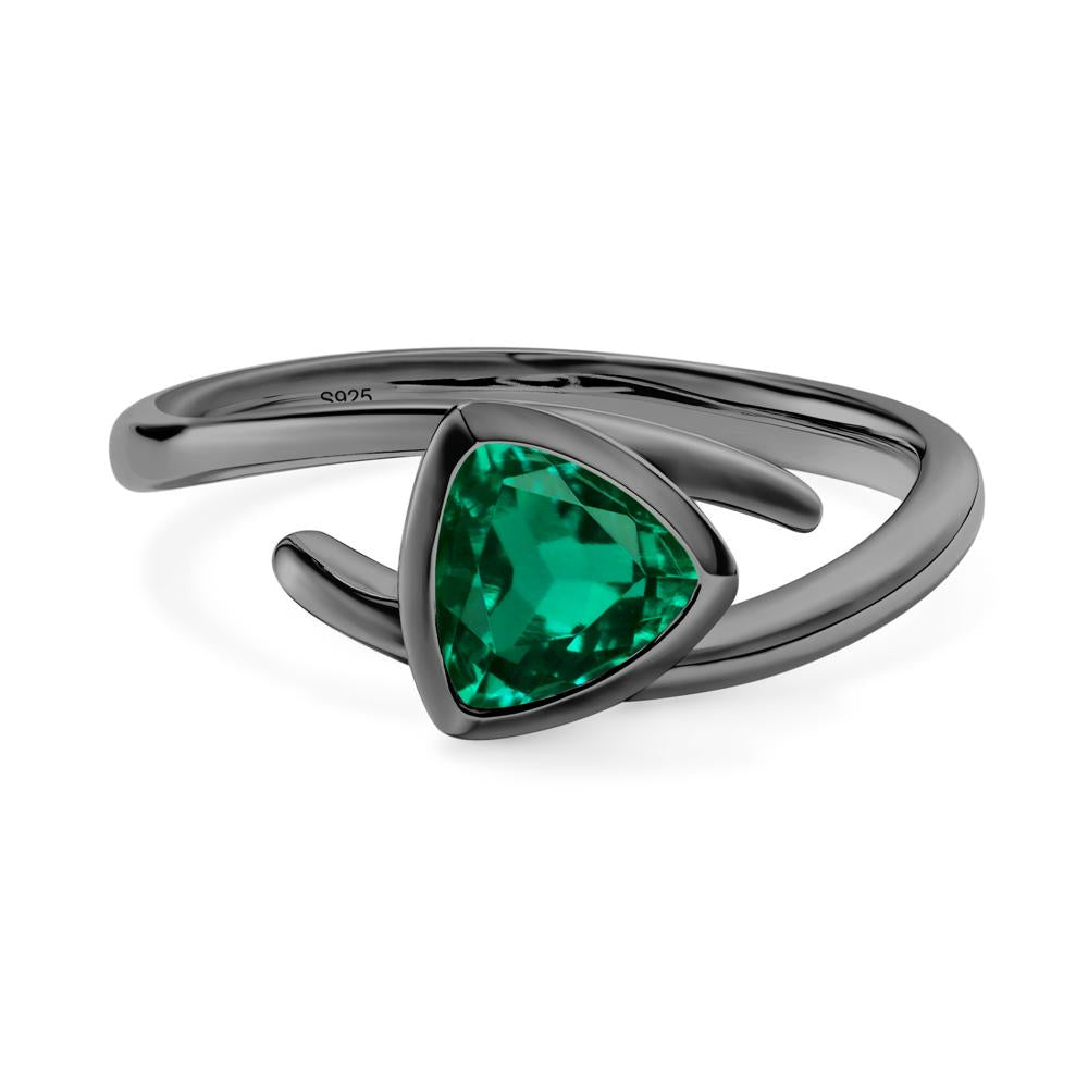 Bezel Set Emerald Ring - LUO Jewelry #metal_black finish sterling silver