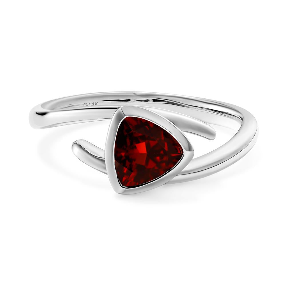 Bezel Set Garnet Ring - LUO Jewelry #metal_14k white gold