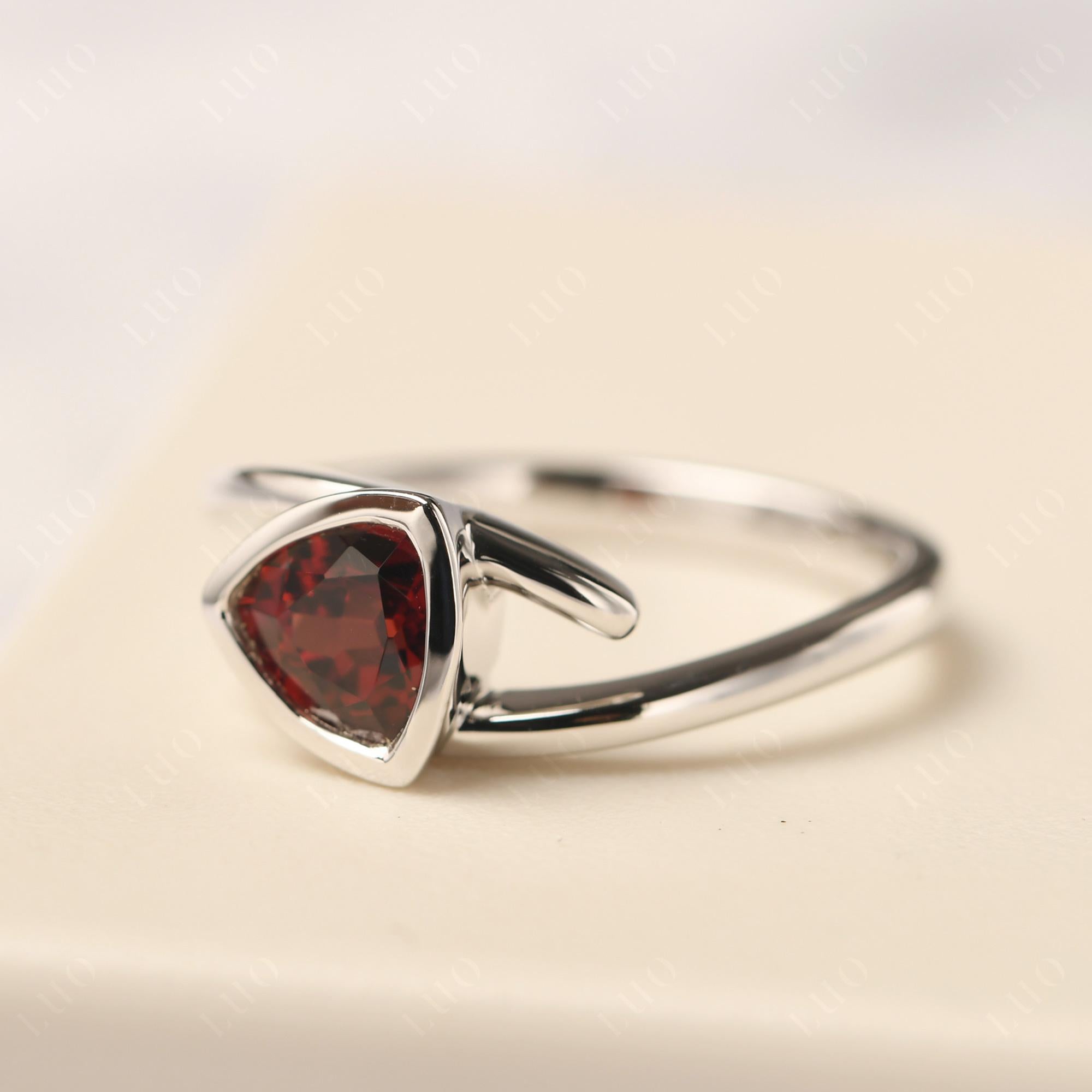 Bezel Set Garnet Ring - LUO Jewelry 