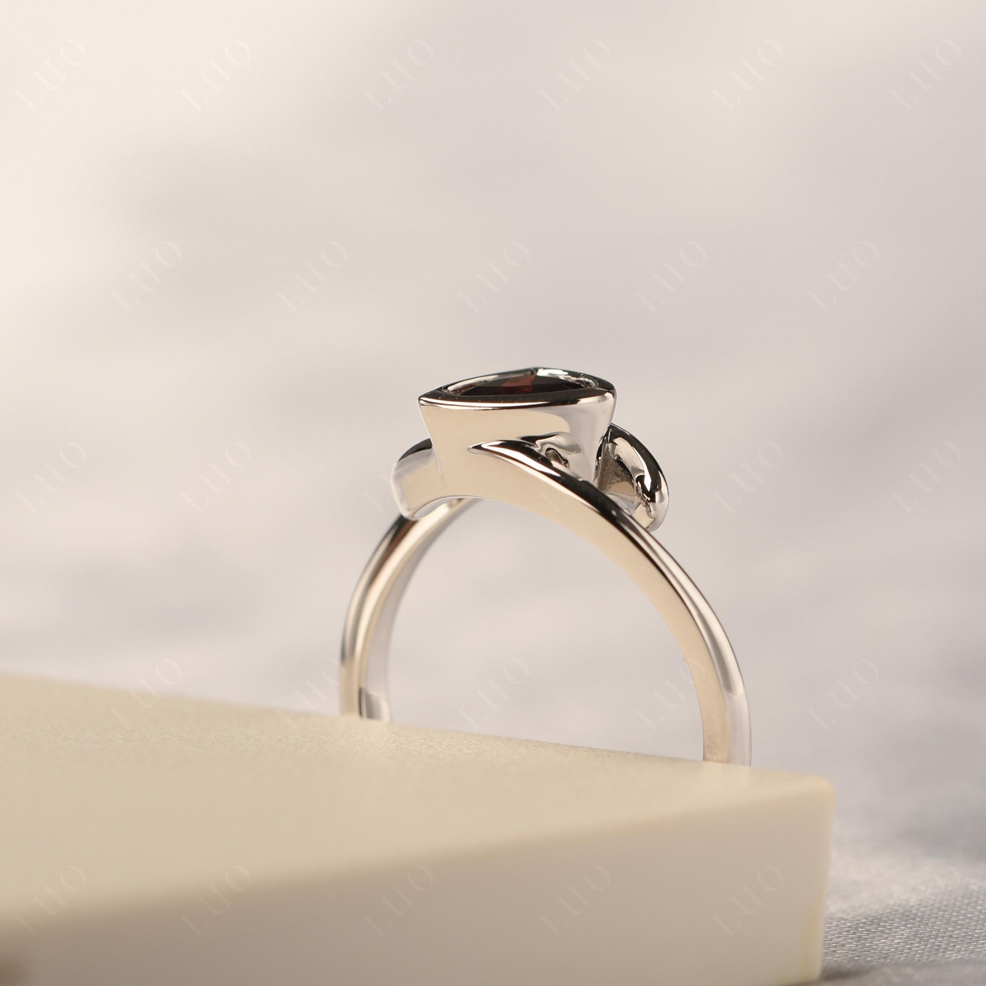 Bezel Set Garnet Ring - LUO Jewelry 