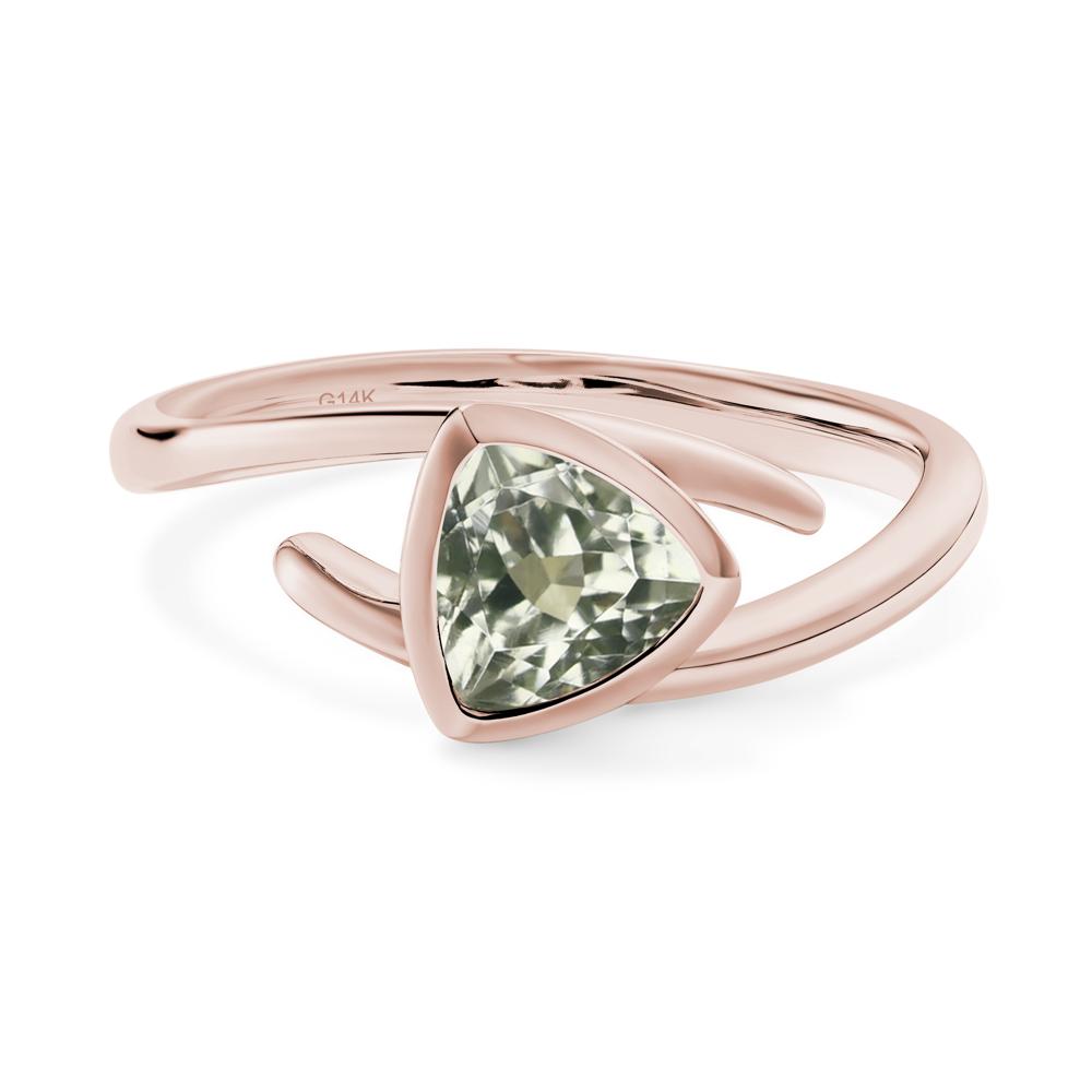 Bezel Set Green Amethyst Ring - LUO Jewelry #metal_14k rose gold