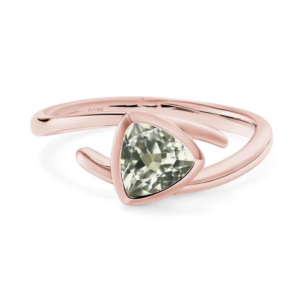 Bezel Set Green Amethyst Ring - LUO Jewelry #metal_18k rose gold