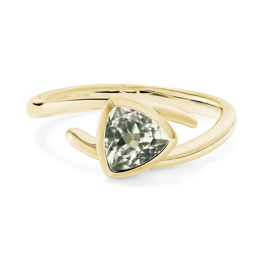 Bezel Set Green Amethyst Ring - LUO Jewelry #metal_18k yellow gold