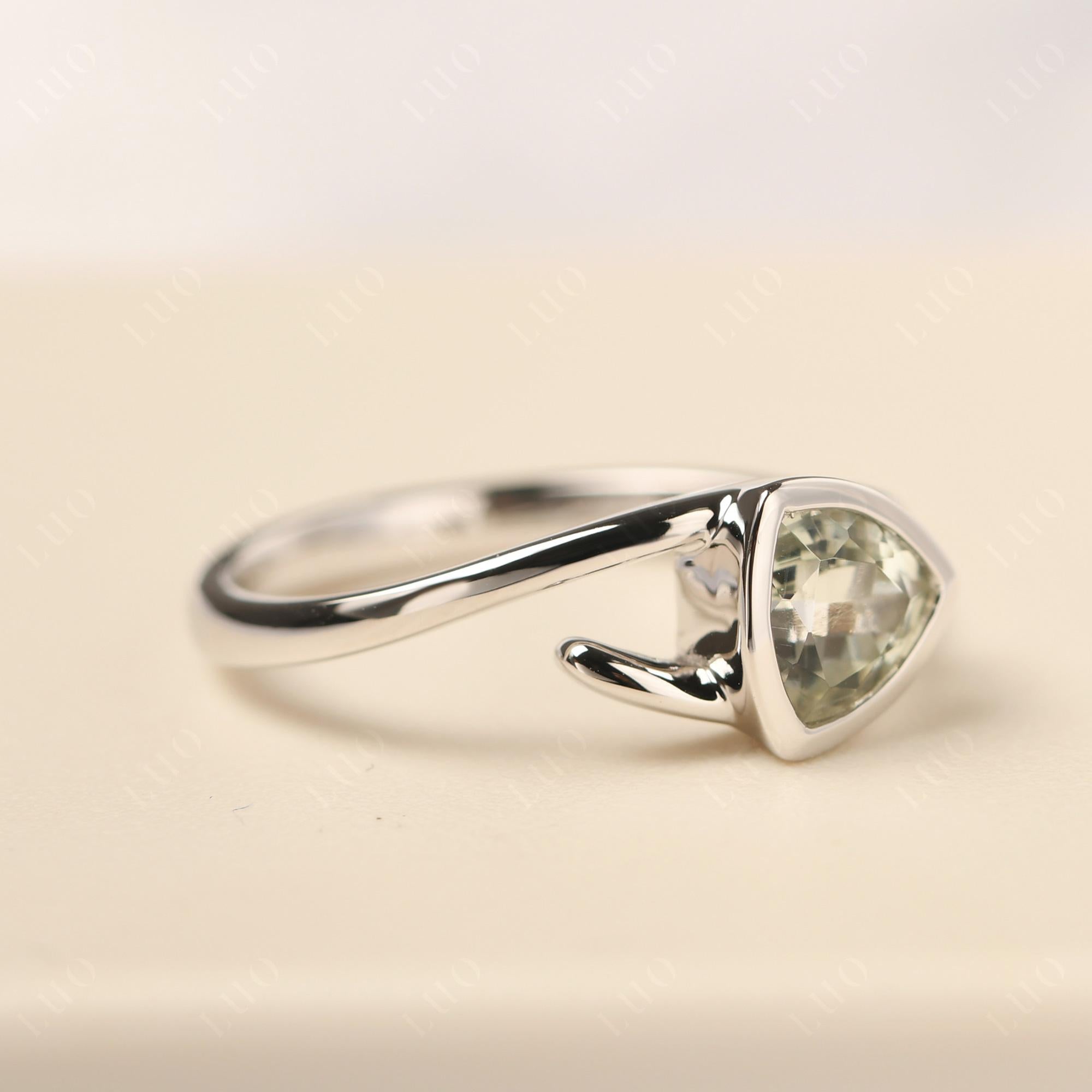 Bezel Set Green Amethyst Ring - LUO Jewelry 