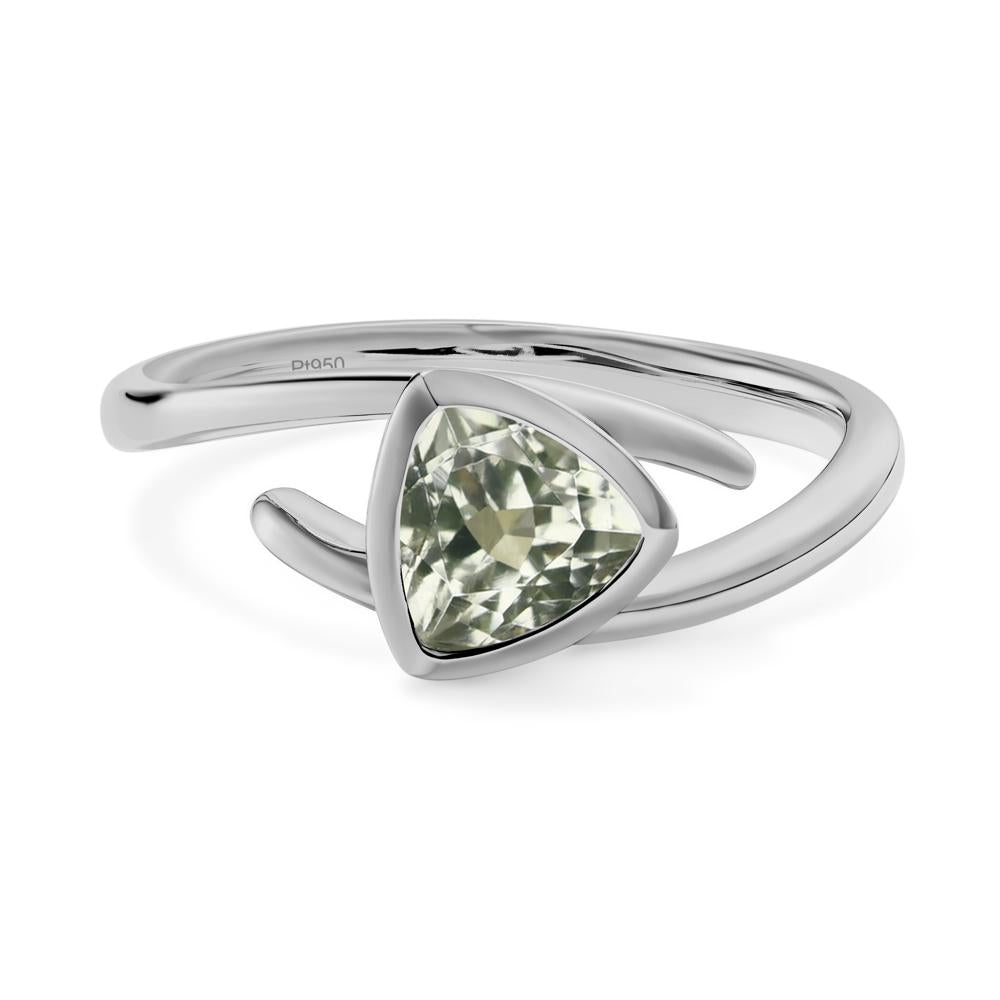 Bezel Set Green Amethyst Ring - LUO Jewelry #metal_platinum