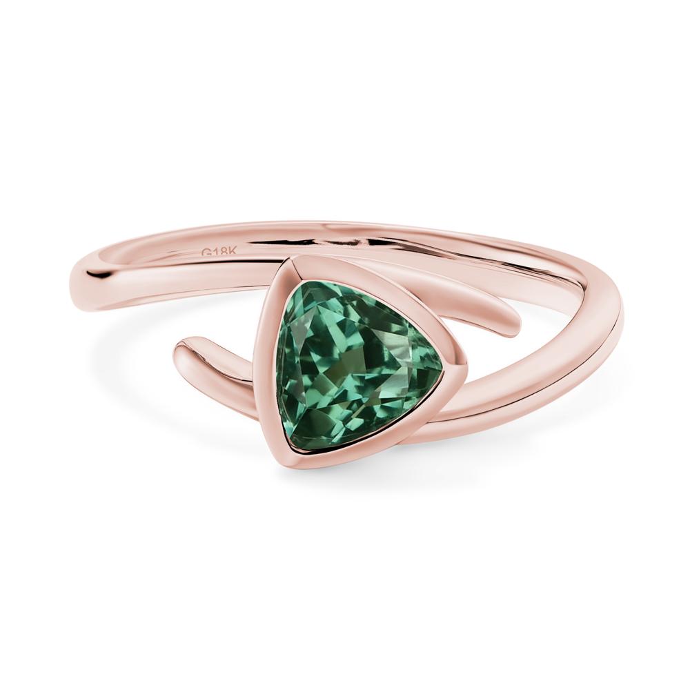 Bezel Set Green Sapphire Ring - LUO Jewelry #metal_18k rose gold