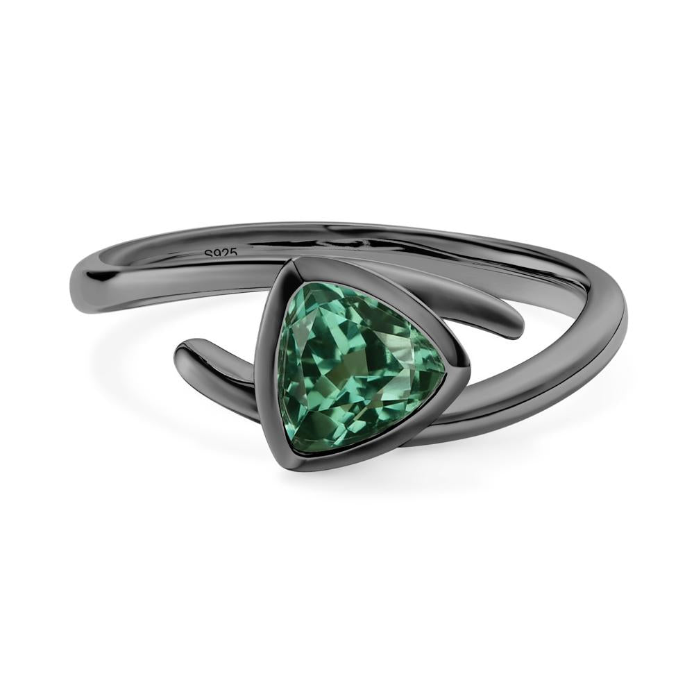Bezel Set Green Sapphire Ring - LUO Jewelry #metal_black finish sterling silver