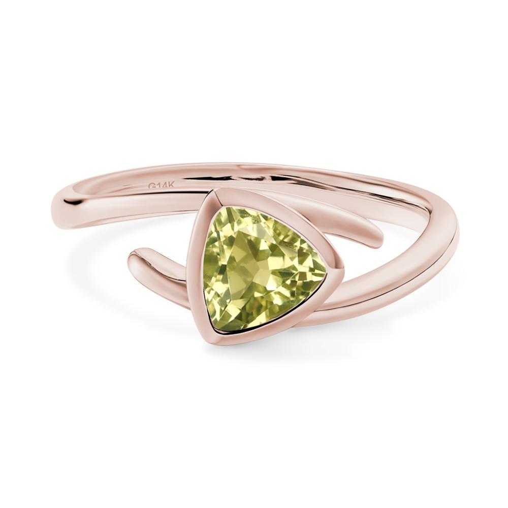 Bezel Set Lemon Quartz Ring - LUO Jewelry #metal_14k rose gold