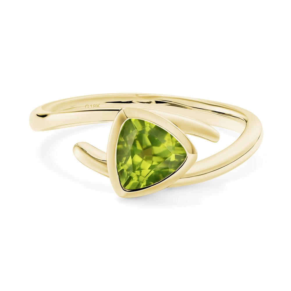 Bezel Set Peridot Ring - LUO Jewelry #metal_18k yellow gold