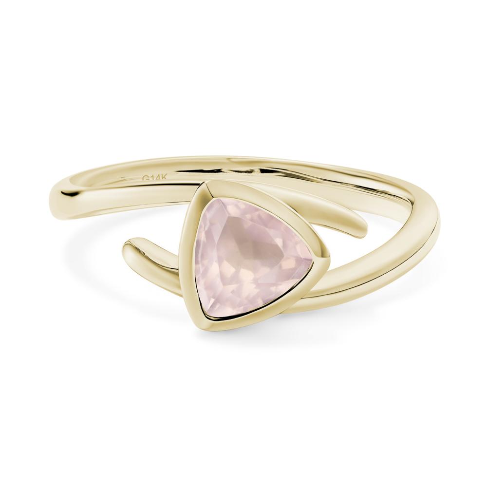 Bezel Set Rose Quartz Ring - LUO Jewelry #metal_14k yellow gold