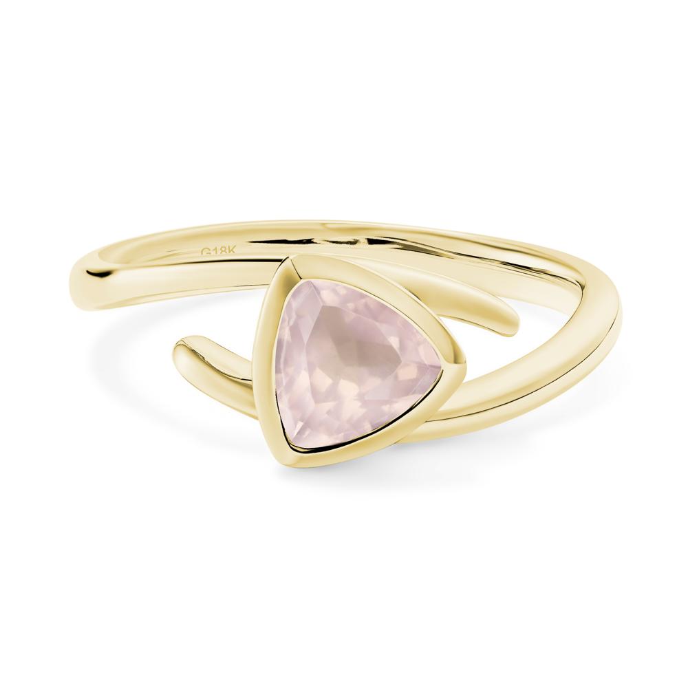 Bezel Set Rose Quartz Ring - LUO Jewelry #metal_18k yellow gold